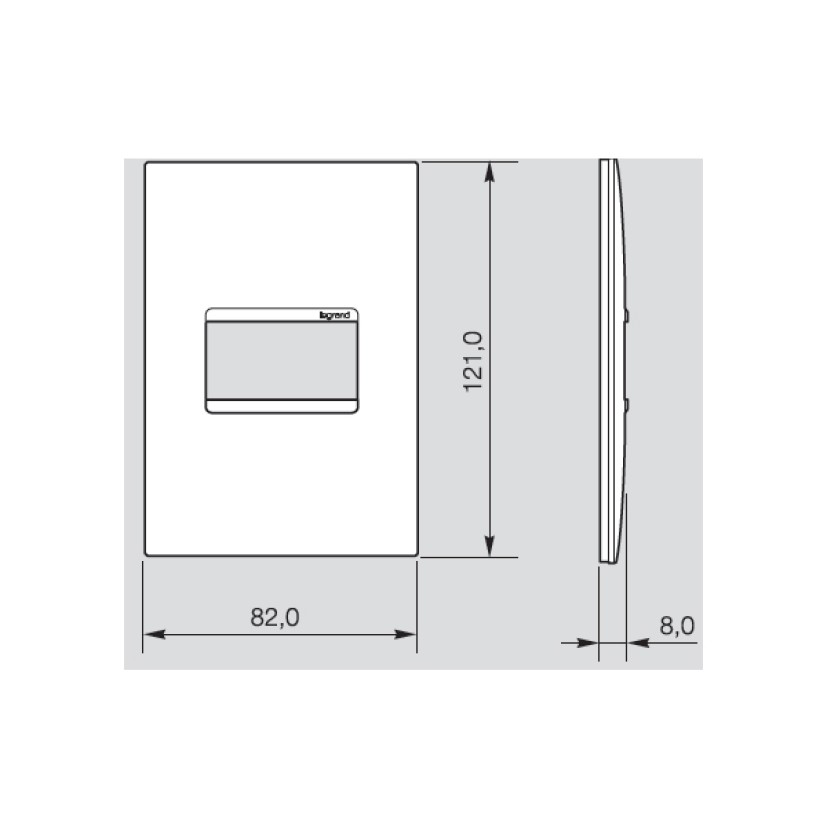 Placa sem Suporte 4x2 um módulo horizontal Branco Plus + Pial Legrand