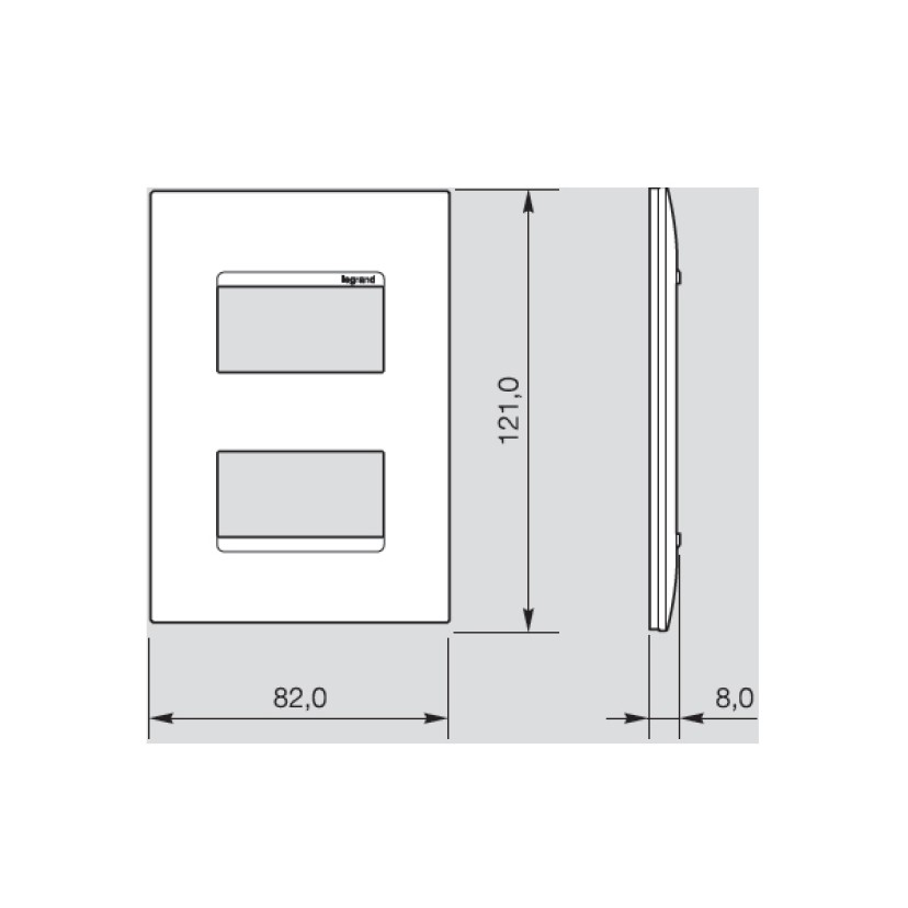 Placa sem Suporte 4x2 dois módulos Branco Plus + Pial Legrand