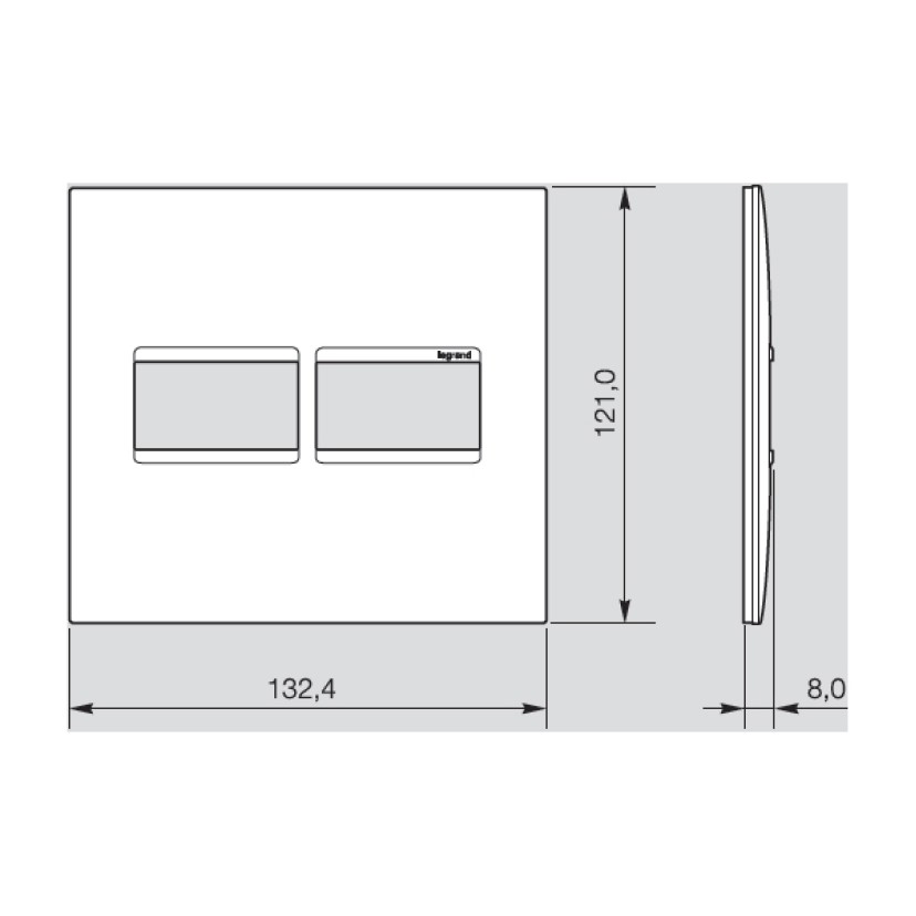 Placa sem Suporte 4x4 dois módulos Horizontal Branco Plus+ Pial Legrand