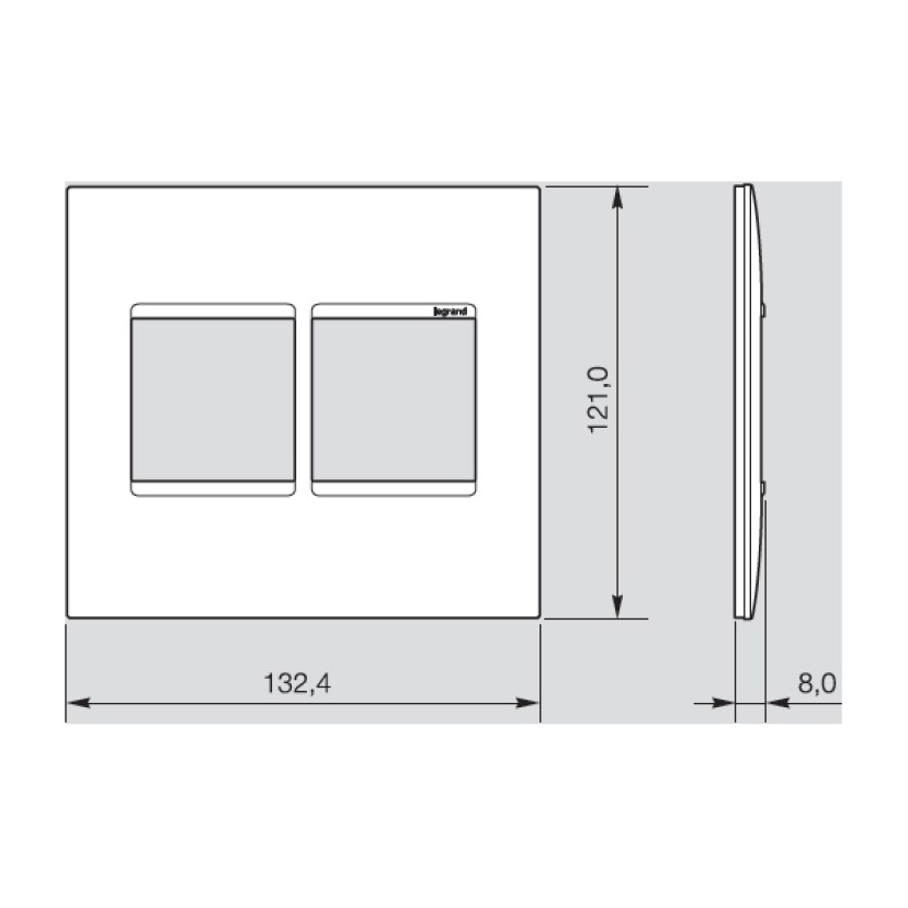 Placa sem Suporte 4x4 quatro módulos adjacentes Branco Plus+ Pial Legrand