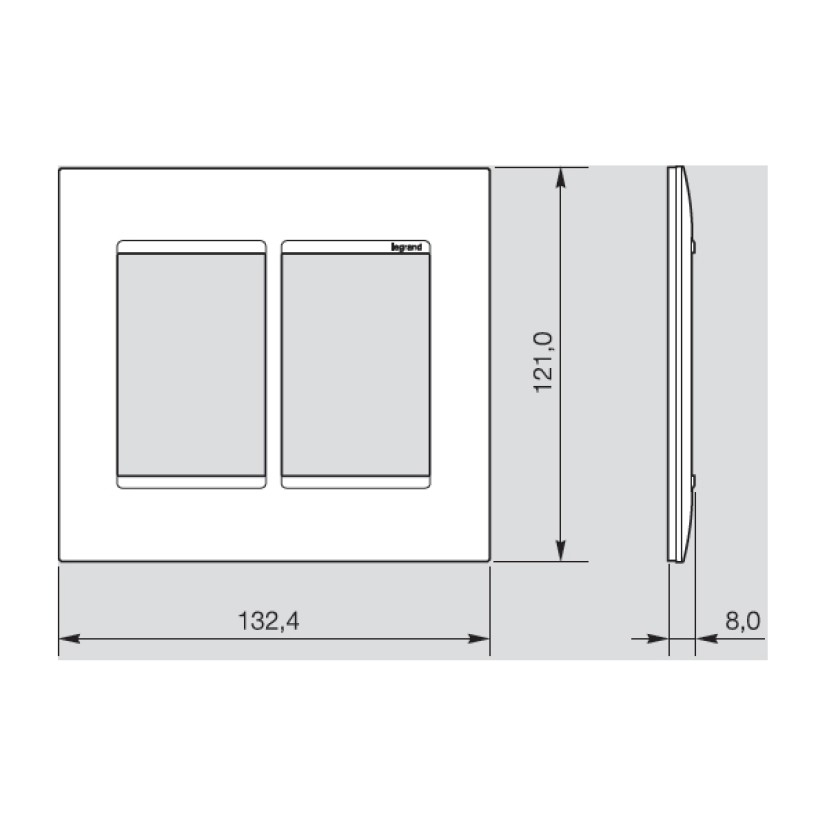 Placa sem Suporte 4x4 seis módulos adjacentes Branco Plus+ Pial Legrand