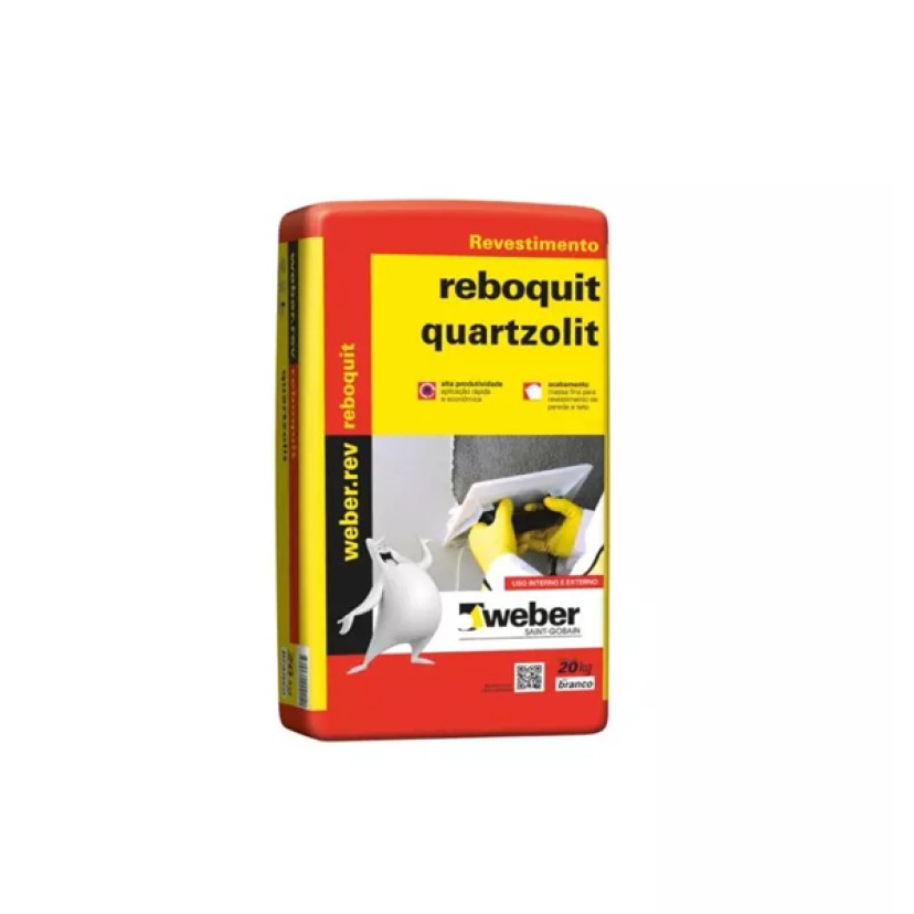 Reboquit Massa para Reboco Interno e Externo Branca 20kg Quartzolit