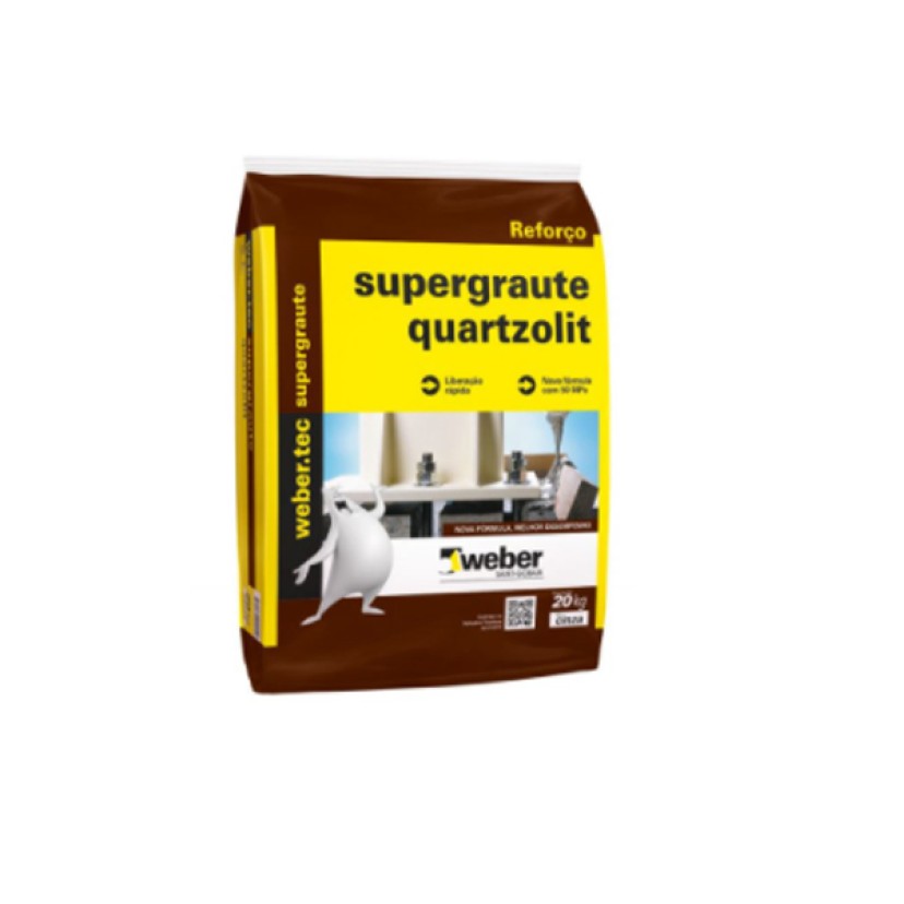 Argamassa SuperGraute Interno e Externo Cinza 25kg Quartzolit 