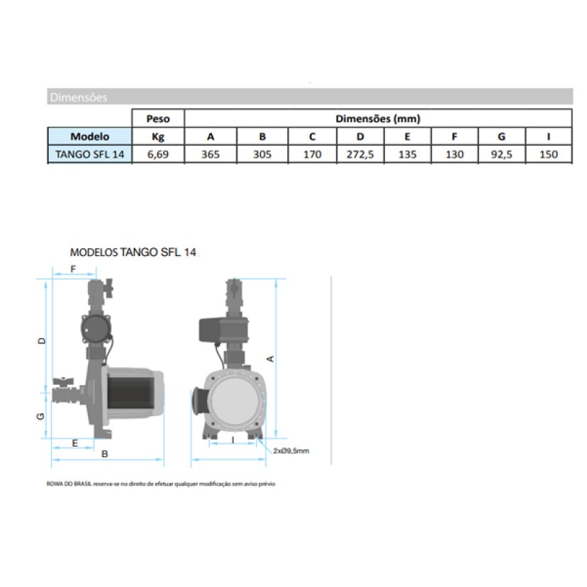 Pressurizador Rowa Tango SFL 14 - 220V