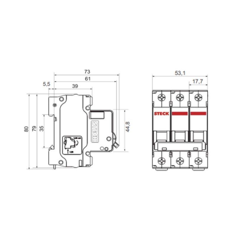 Disjuntor Tripolar Curva C 70A Steck