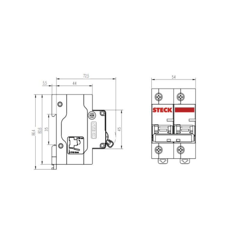 Disjuntor Bipolar Curva C 100A Steck