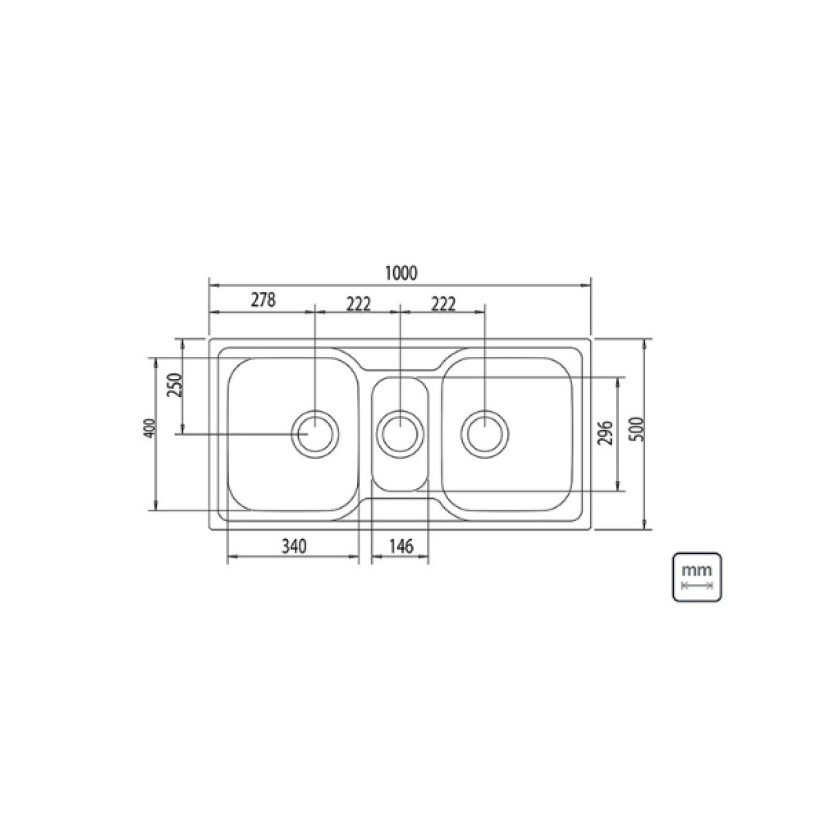 Cuba Sobrepor Tramontina Marea 2 Cubas Aux Aco Inox C/Acab Acetinado 100x50cm 93831/103