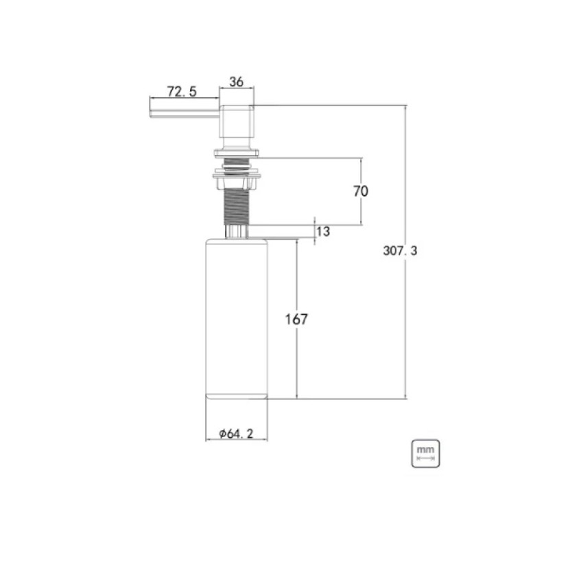 Dosador de Sabão 500 ml Square Tramontina Aço Inox com Recipiente Plastico 94517006