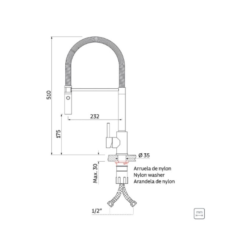 Misturador Monocomando Tramontina Versatile em Aco Inox com Bica Movel 94520029