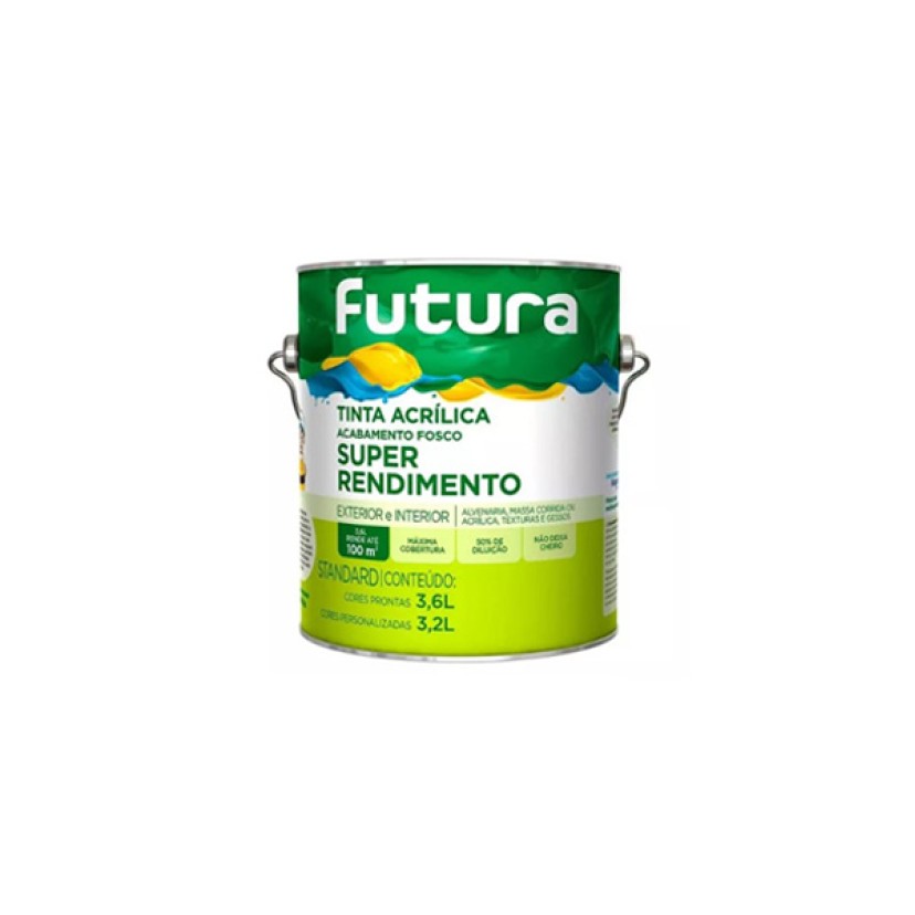 Tinta Acrílica Fosco Super Rendimento Branco 3,6 litros Futura