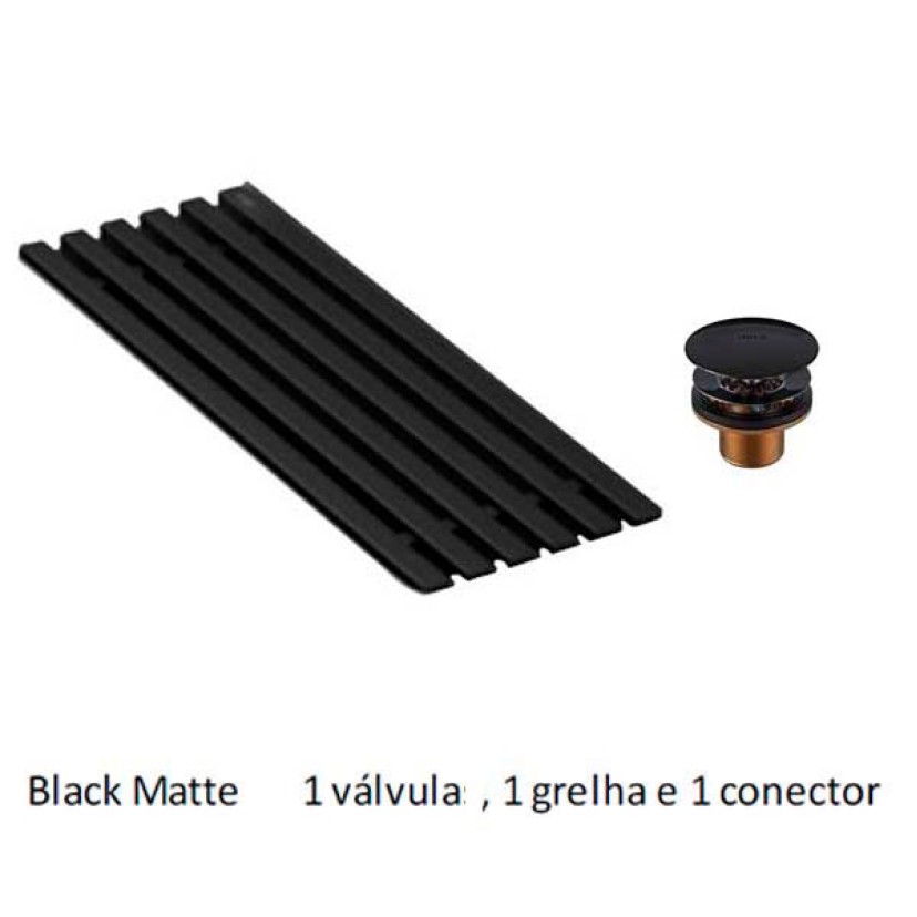 Kit com válvulas, grelha e conector Black Matte para cuba L.131/1044 Deca 2013.BL.MT