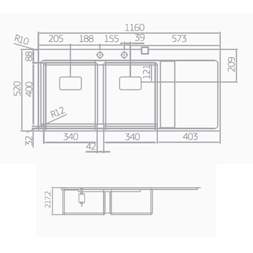 Cuba Dupla Inox Wish 116 Deca CC.660.116.DUO.INX