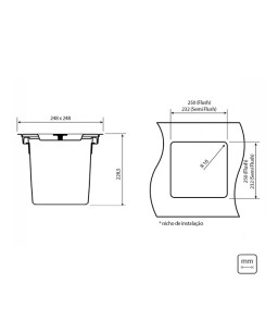 Lixeira Inox Embutir Clean Square 5 Litros 94518/205