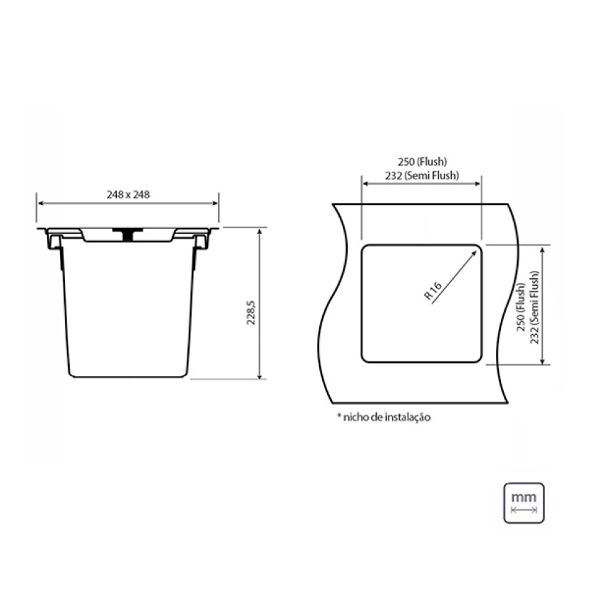 Lixeira Inox Embutir Clean Square 5 Litros 94518/205