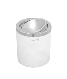 Lixeira Branca e Inox Polido Basculante 94540/026 