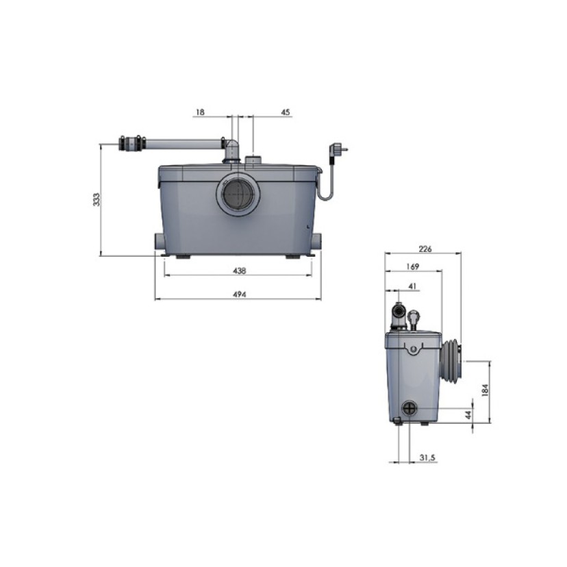 SFA SANIACCESS 3 Bomba Trituradora para vaso sanitário lavatório e chuveiro 220V SANIACCESS3BR