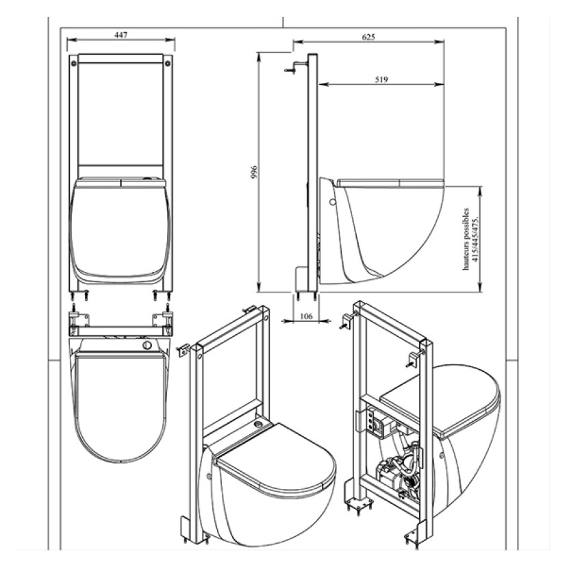 SFA SANICOMFORT Vaso Sanitário com Bomba Trituradora e Bacia Suspensa 220V C72LVCPLUSAWBR