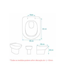 Assento para Vaso Sanitário Poliéster para Duomo Plus (Deca) Aço inox (reb.Oculto) Branco Sedile