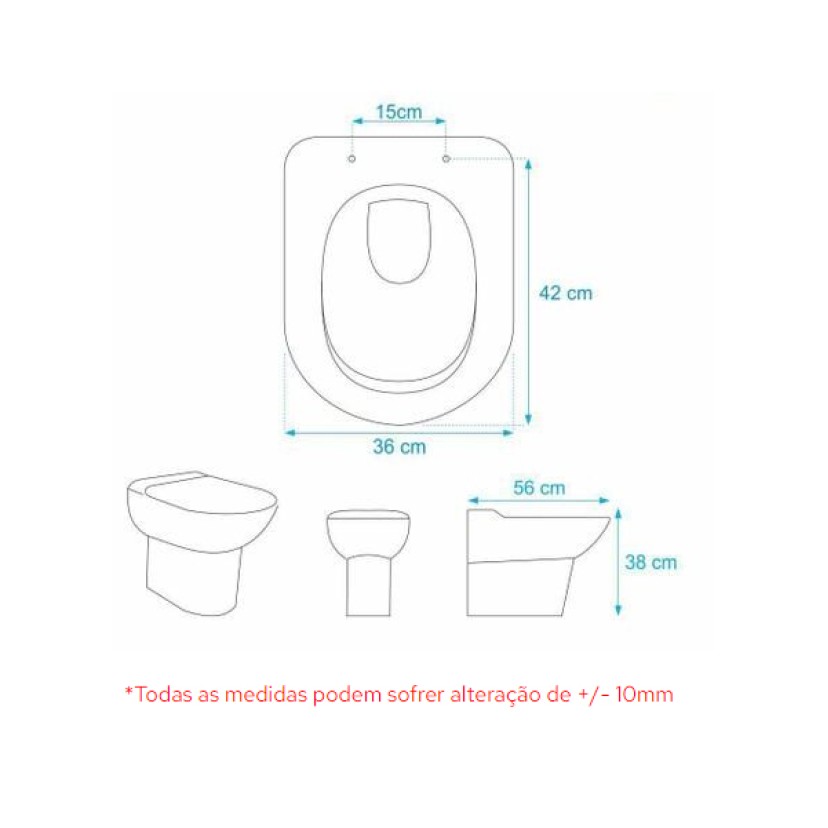 Assento para Vaso Sanitário Poliéster para Duomo Plus (Deca) Aço inox (reb.Oculto) Branco Sedile