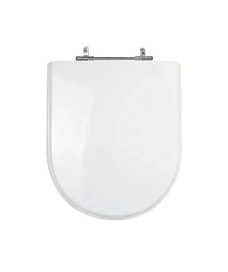 Assento para Vaso Sanitário Poliéster para Link/Carrara/Duna/Level (Deca) Aço inox (reb.Oculto) Branco Sedile