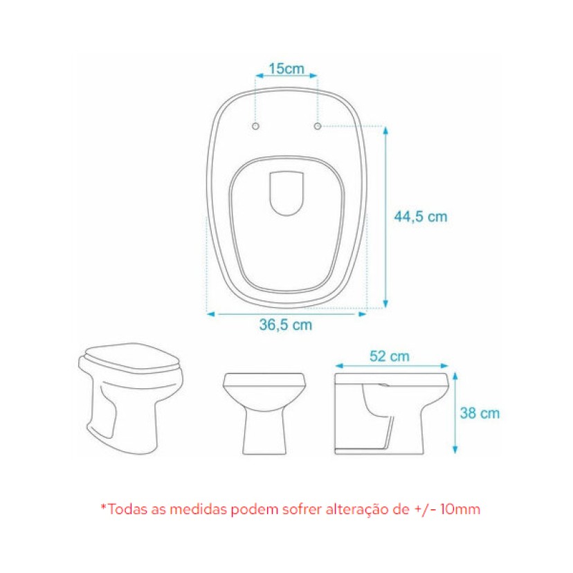 Assento para Vaso Sanitário Poliéster para Monte Carlo (Deca) Aço inox (reb.Oculto) Branco Sedile