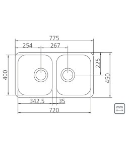 Cuba Dupla Inox Acetinada 72x40  tramontina 94033/102