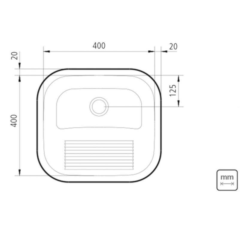 Tanque Inox 40x40 Tramontina de Encaixe/Embutir acetinado 94403/107