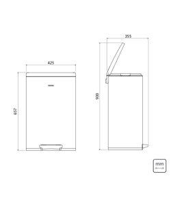 Lixeira Inox C/Pedal Tramontina Tipo D New C/Acabamento Scotch Brite 94544/050